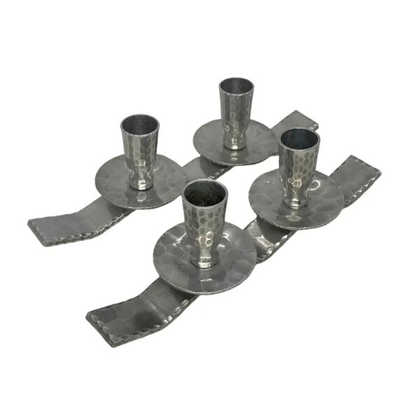 Mid 20th Century Everlast Metal Corporation Hand Forged Aluminum Candle Holders - Picture 4 of 12